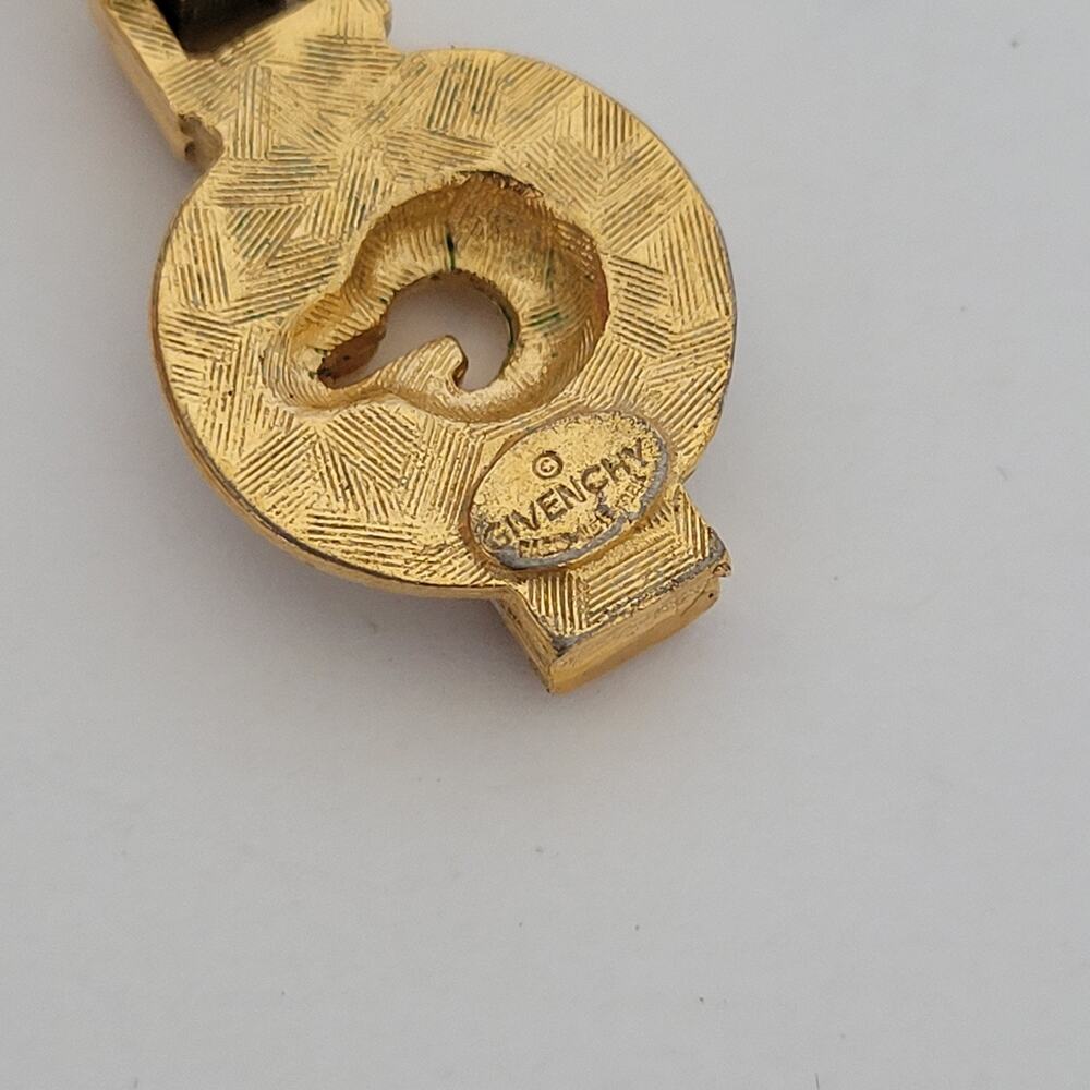 GIVENCHY G Vintage Clear Rhinestones Gold Pendant Necklace Small Charm Retro - Picture 6 of 8